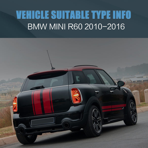 VLAND LED Tail Light Compatible with BMW Mini Cooper F55 F56 F57 2014-2021, Rear Lights with Sequential Turn Signal, Electroplated housing, Red