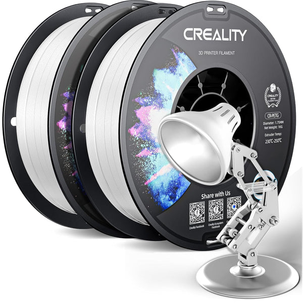 Creality CR-PETG PLA Filament 1.75mm 3D Printing Filament 4 KG, Excellent Toughness High Precision, Odorless Non-Toxic Moistureproof, 1kg(2.2lbs) Glossy for 3D Printer (Black+White+Red+Blue)*1KG