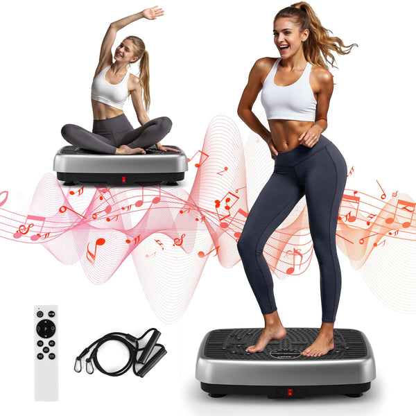 Vibration Plate, MOSUNY Vibration Plate Exercise Machine For Lymphatic Drainage, 2025 Upgraded Double Motors Vibration Plate for Weight Loss, 450 LBS Capacity Vibration Plate For Whole Body Workout