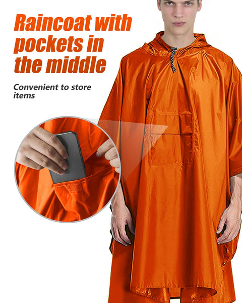 Victoper Waterproof Poncho Adult, Reusable Rain Poncho Adult Waterproof Poncho Waterproof Adult Lightweight Waterproof Raincoat for Outdoor Hiking Camping Cycling Traveling