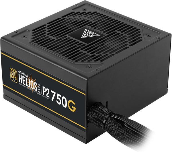 GAMDIAS HELIOS P2-750G Low-Noise ATX PC Power Supply, 80 PLUS Gold Non-Modular Computer PSU, ATX 3.1 & PCIe Gen 5.1 Ready, Native 12VHPWR Cable, Full DC-DC, LLC Resonant Circuit Design, Black