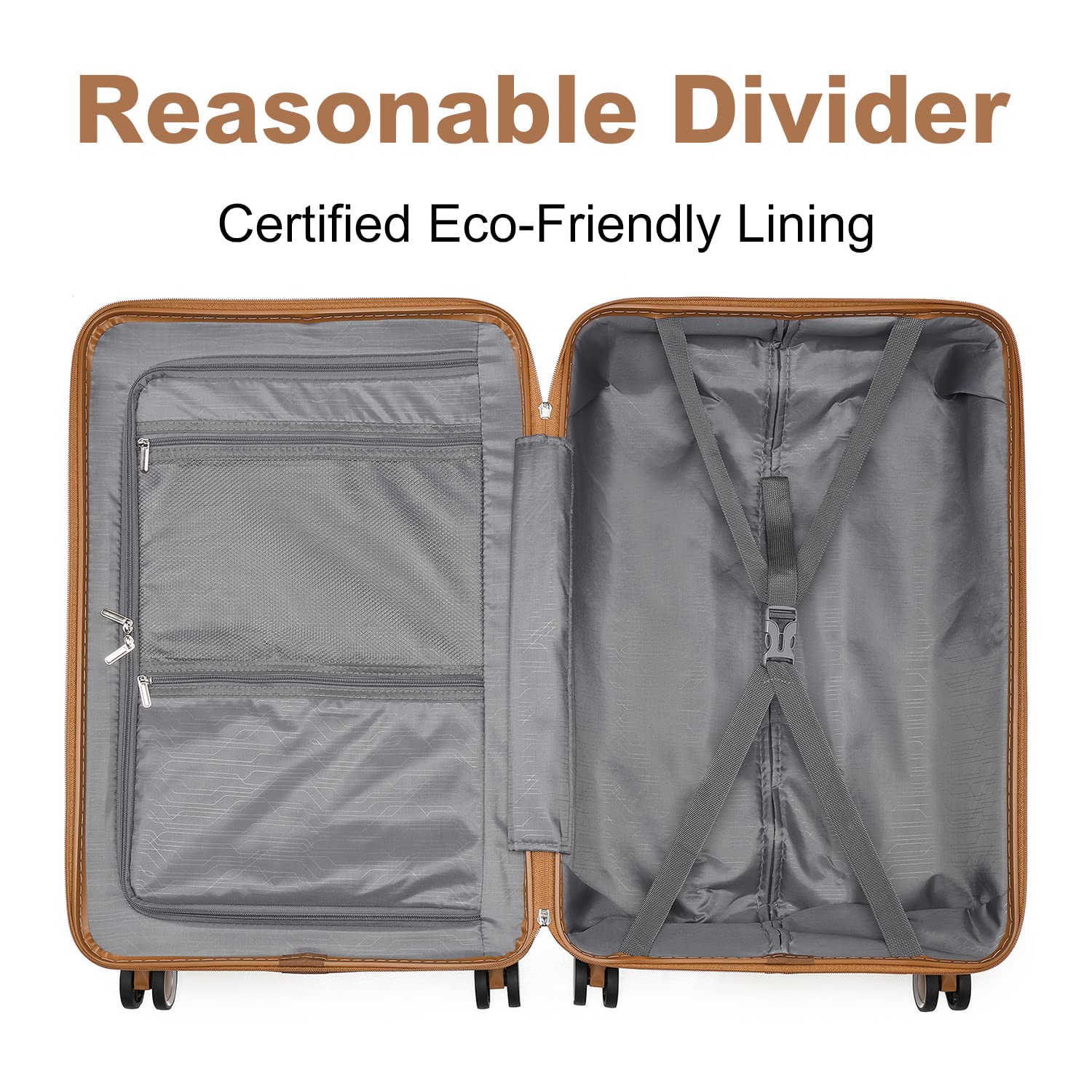 British Traveller 24" Medium Suitcase Lightweight Polypropylene Hard Shell Luggage Hold Check in Suitcase with 4 Wheels and Built-in TSA Lock(Navy, 66cm 60L)