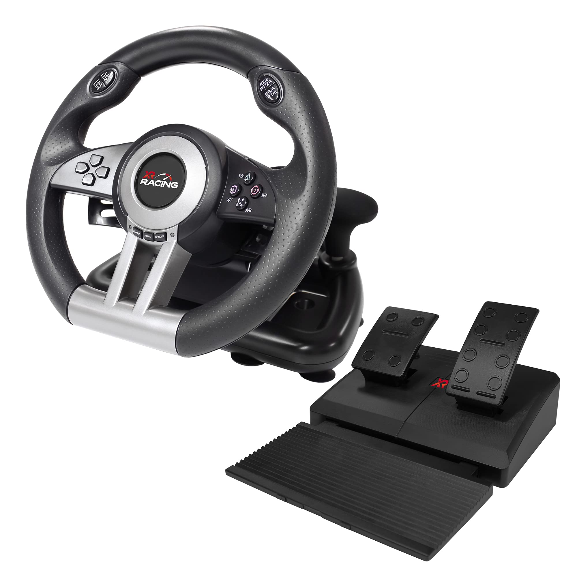 X-Rocker Steering Wheel Stand, Foldable Racing Wheel Stand with Seat Fixing Rod, Adjustable Height, Adjustable Angle, Suitable for Logitech, XBOX, Madcatz, Playstation, Racing Wheel Stand - Black