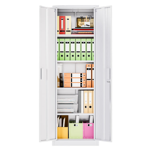 Metal Storage Cabinet with 2 Door and 3 Adjustable Shelves,140X80x40CM Steel Cabinet for Warehouse,Garage,Home,Office,Easy Assemble Required(Black/White)