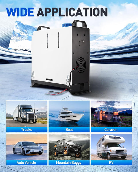 ShockFlo 12V 5KW Diesel Air Heater, All in One Parking Heater Kit with Remote Control, Silencer and LCD Display, Fast Heating, for RV Truck, Motorhomes, Boat, Bus, Car Trailer, Caravans