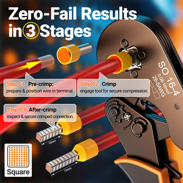 Preciva Wire Crimping Tool Kit,0.08-16mm² with 1275 Ferrules(265 Double Terminals), Ratchet Crimper Tool with Box, Ergonomic Wire Crimping Tool,Wire Connecters Plier