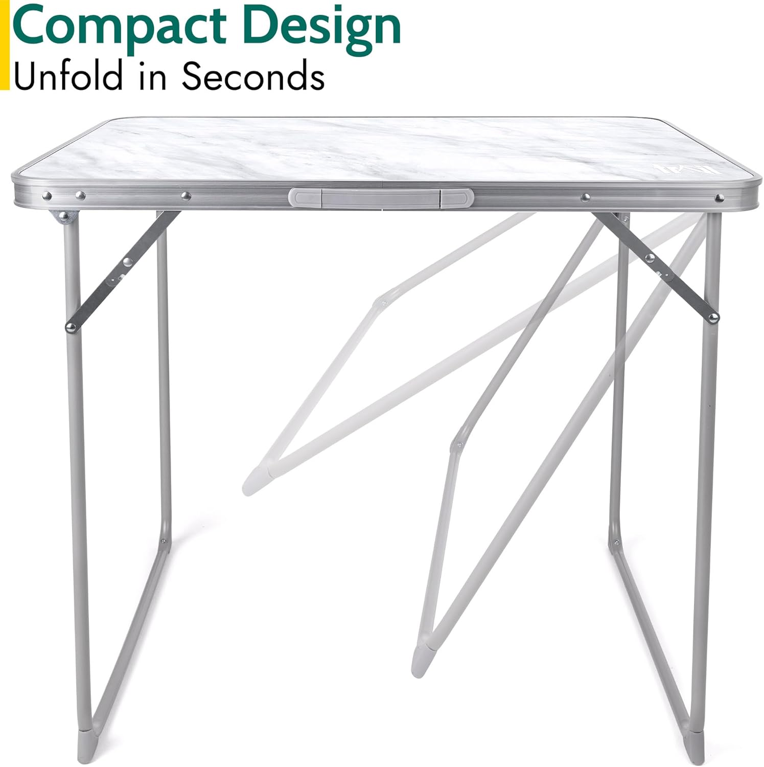 Trail Portable Folding Camping Table, Outdoor Garden Picnic Fishing Festival Beach, Heavy Duty Tubular Steel Legs, Water Resistant Laminate Top, Lightweight with Handle (L80cm x W60cm x H67cm / 3.5kg)