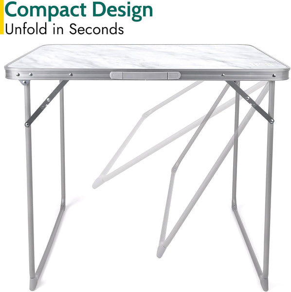 Trail Portable Folding Camping Table, Outdoor Garden Picnic Fishing Festival Beach, Heavy Duty Tubular Steel Legs, Water Resistant Laminate Top, Lightweight with Handle (L80cm x W60cm x H67cm / 3.5kg)