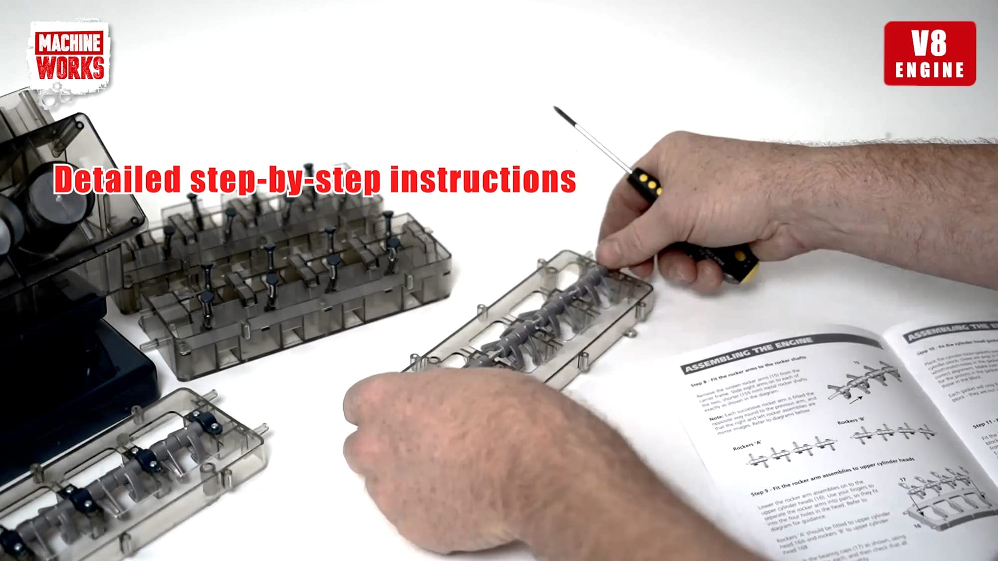 Machine Works Build Your Own Porsche 911 Boxer Engine Toy - Replica Model Building Kit - Features Sounds and Illumination, 280+ Pieces, 10+ Years