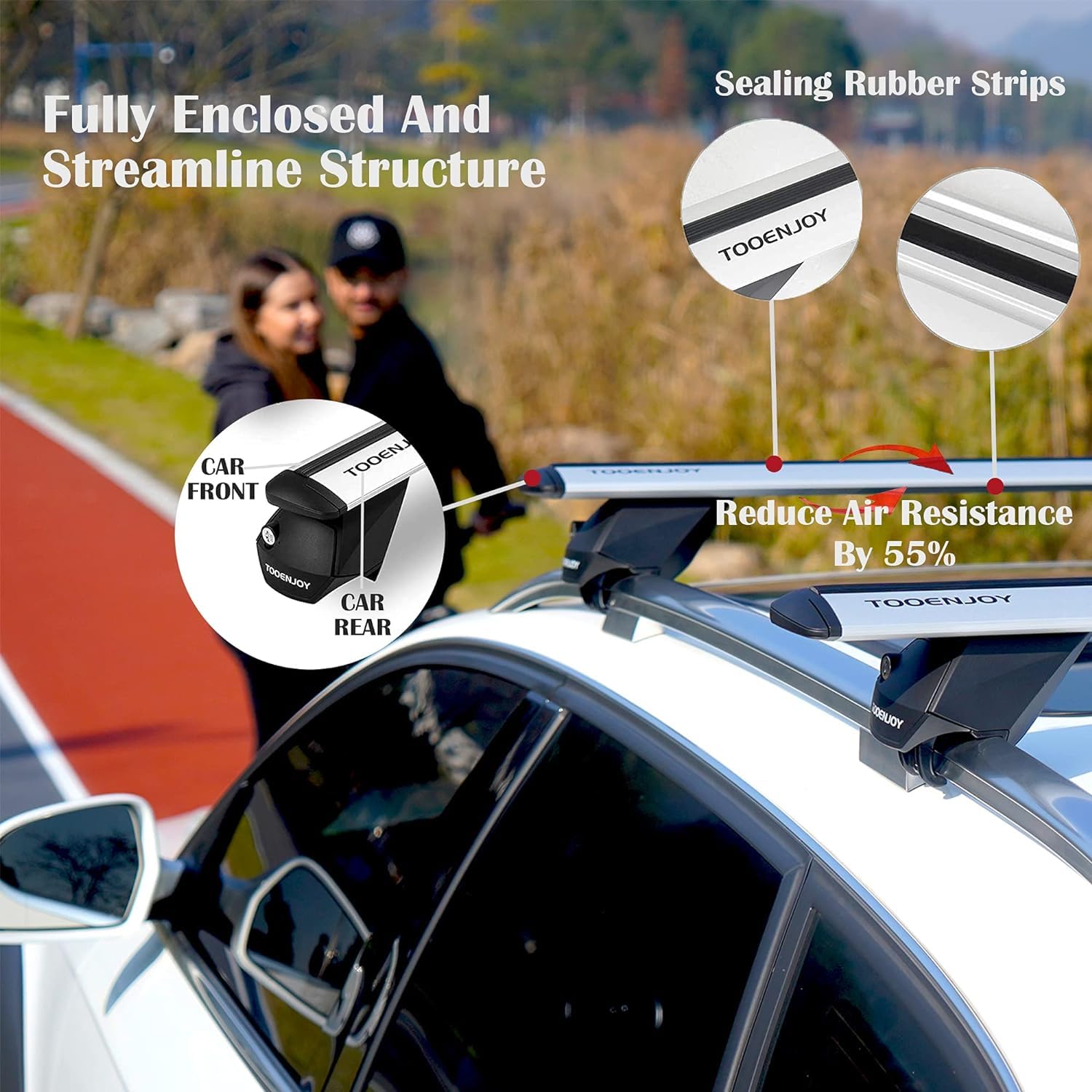 COWVIE Aluminum Universal Roof Rack Cross Bars Pro keyed Locks - Fit Raised Side Rails 120CM