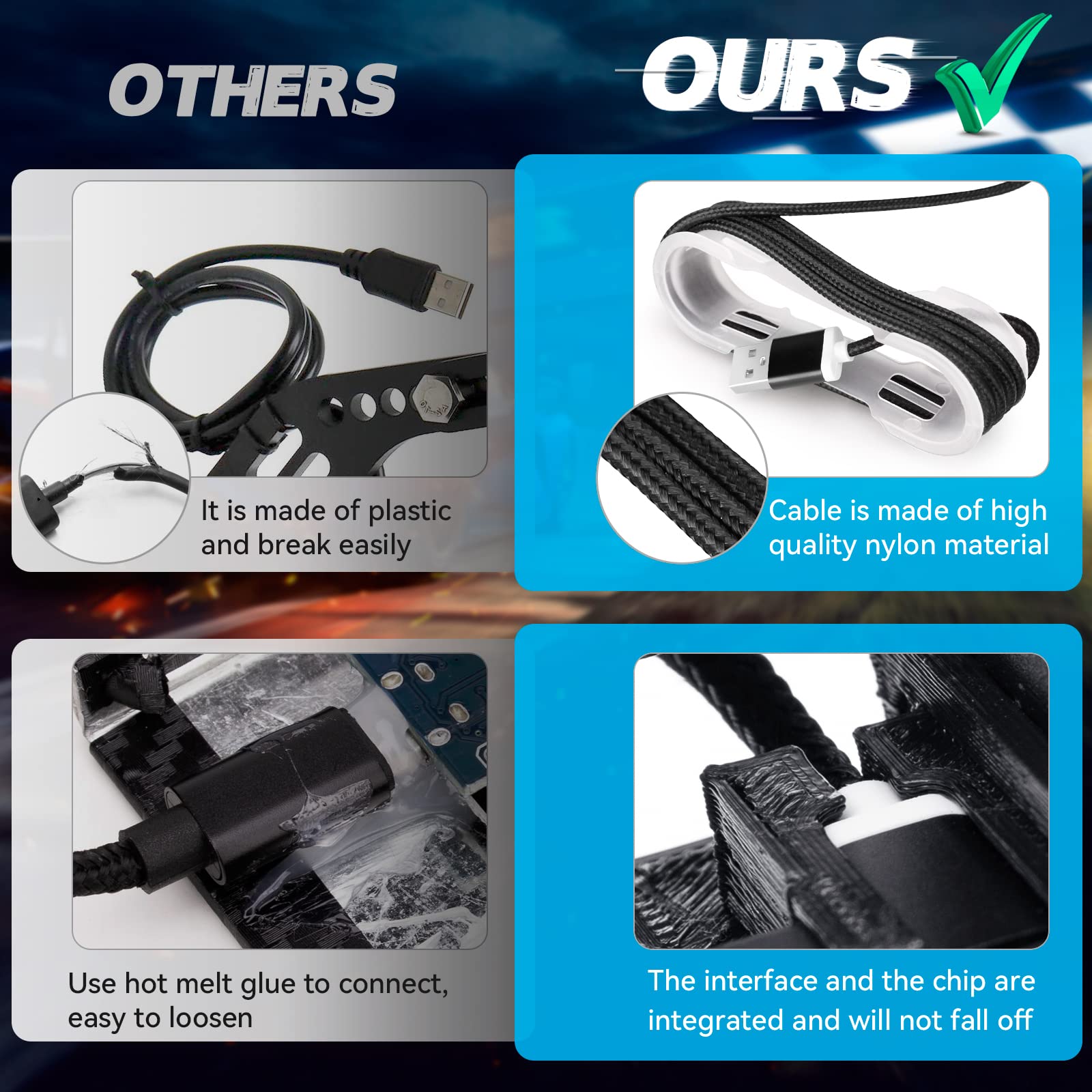 aikeec 64Bit PC USB Handbrake, Upgrade SIM Racing Games Handbrake for LO GITECH G25 G27 G29 T500 T300 THRUST MASTER FANATECOSW DIRT RALLY, 2M Nylon Cable/Reinforced Spring/Red+Clamp