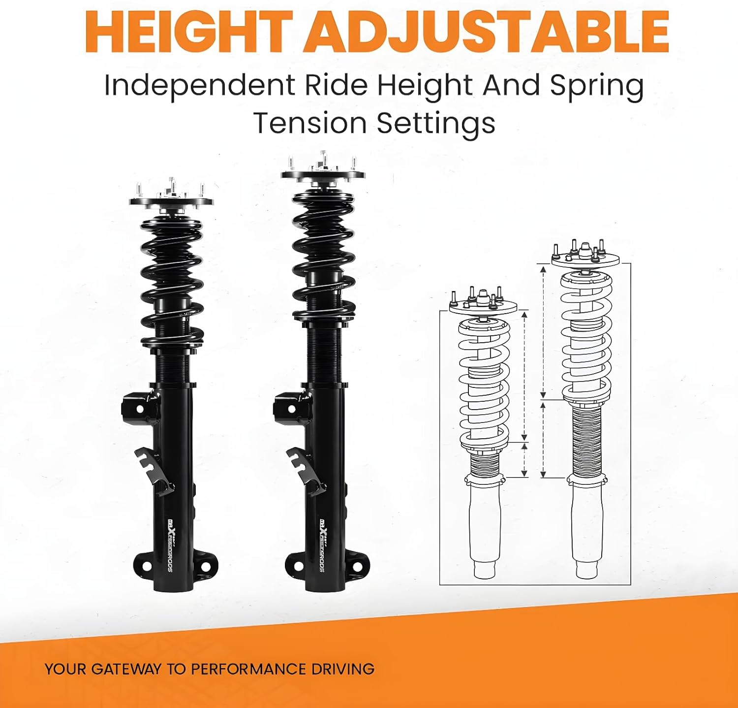 maXpeedingrods Performance Coilovers for BMW E36 3 Series Saloon Coupe Convertible Touring 1990-1998 318 328 325