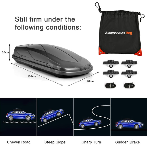 TANGZON Car Roof Box, 400L Extra-Large Car Top Roofbox with Dual Side Opening, Waterproof Hard Rooftop Cargo Carrier Storage Box for Tents Bags Luggage, Fits Most Cars (Black)