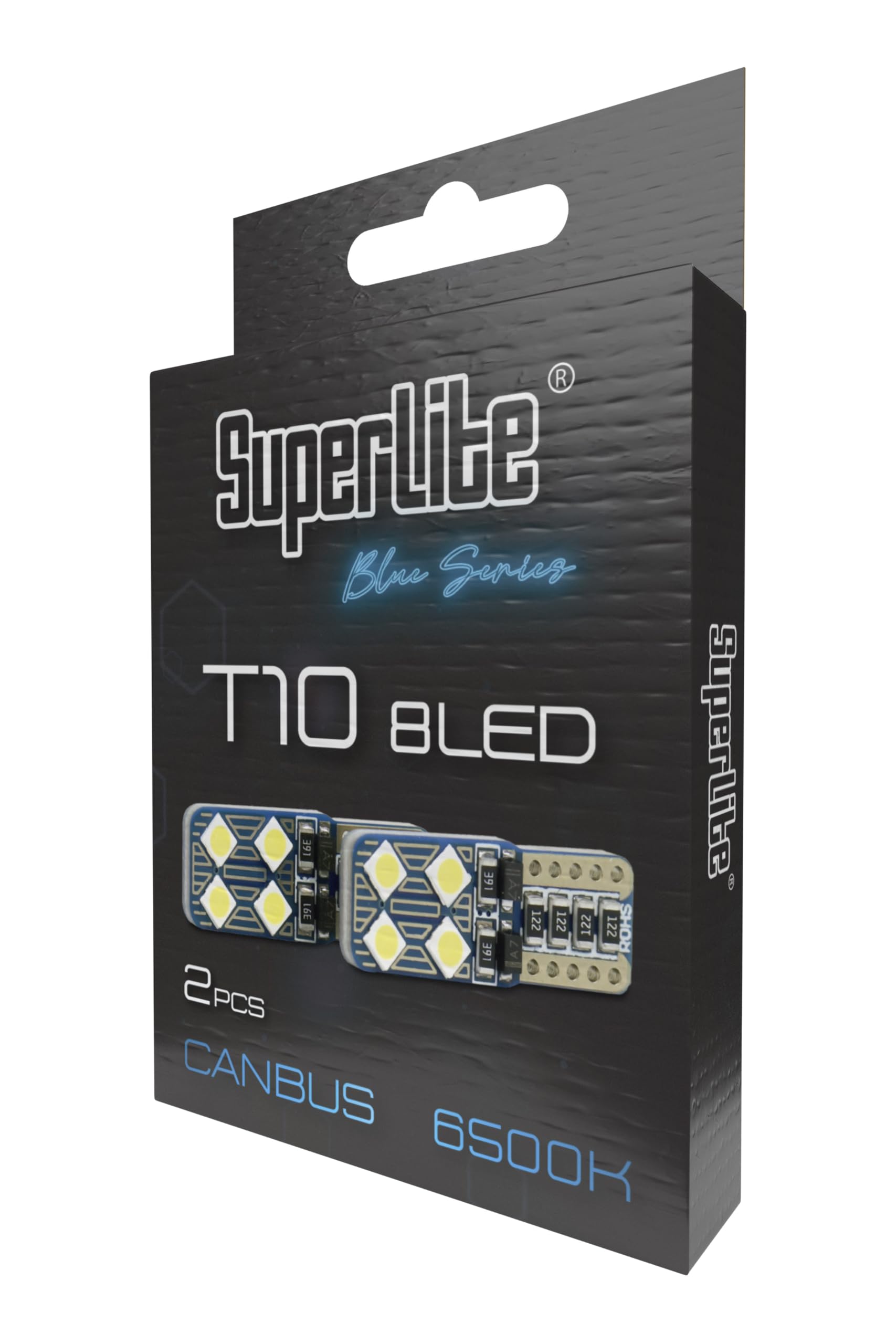 Superlite Set of 2 T10 Bulbs with 18 Leds from the Blue Series range. CanBus Technology and 6500K Colour Temperature. Ideal for Car and Truck.