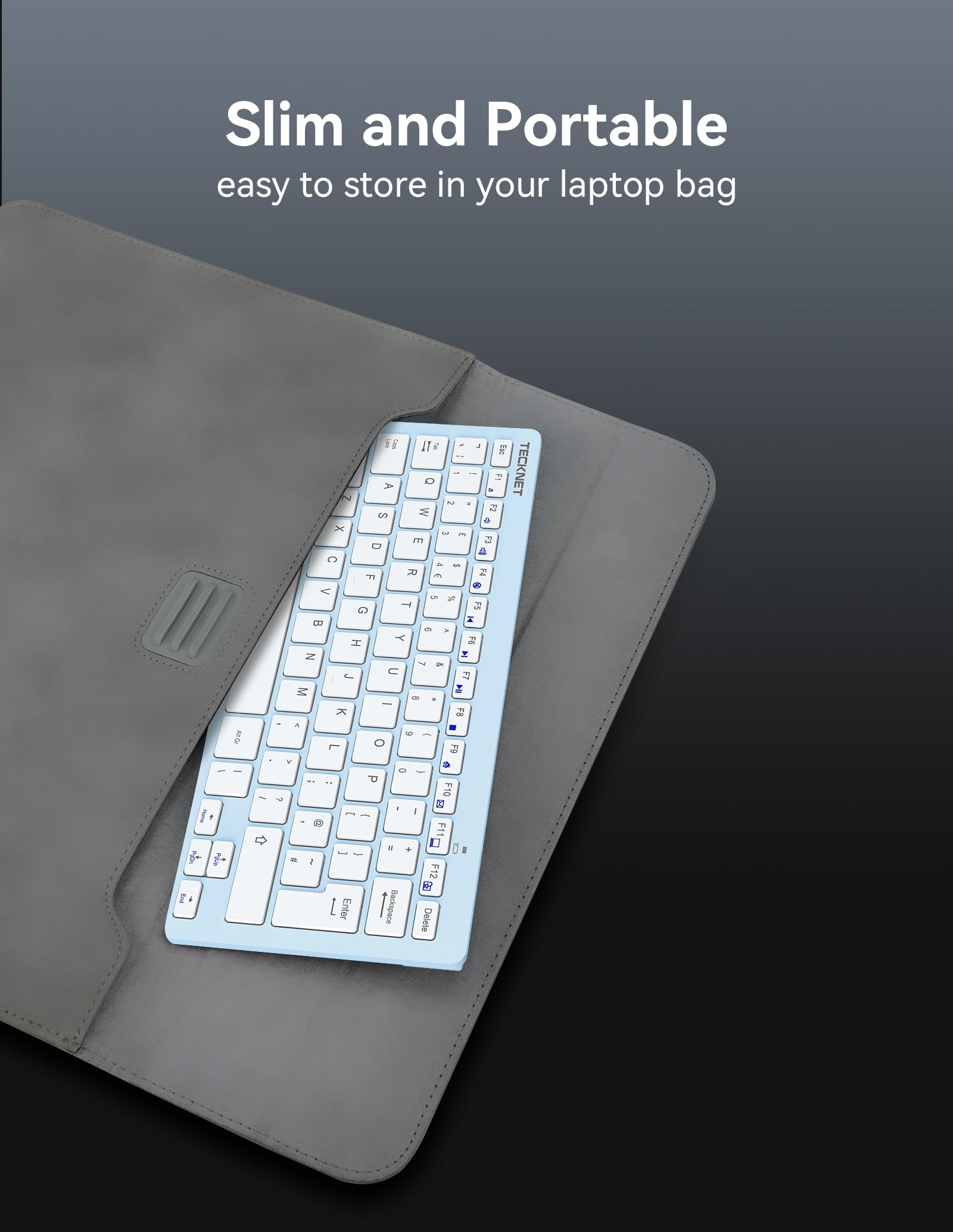 TECKNET 2.4G Wireless Keyboard For Windows/Chrome OS, UK Layout Compact Mini Keyboard, Small Silent Whisper-Quiet Keyboards with 12 months Battery Life (Pink)