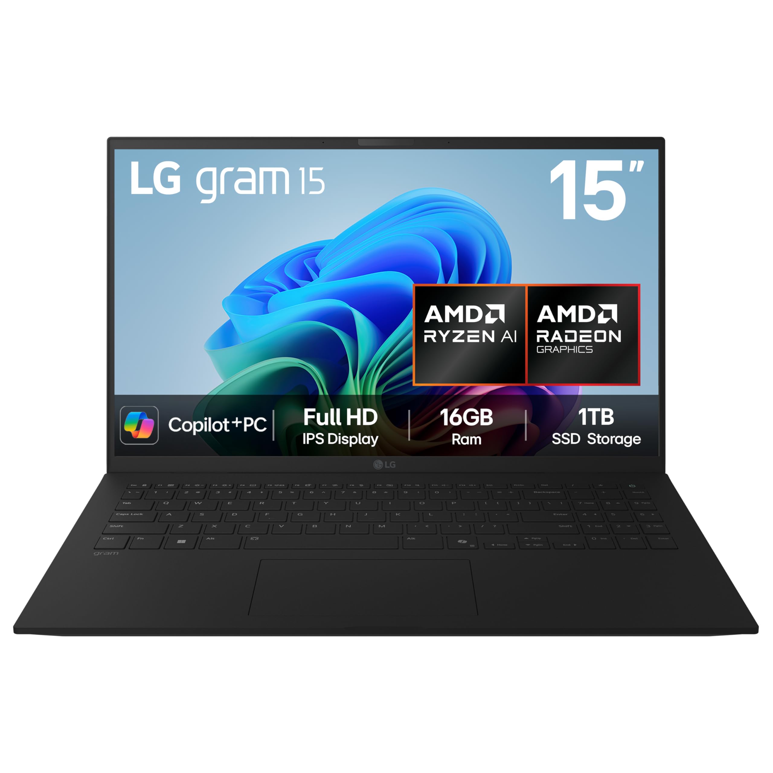 LG gram 16Z90TL - 16 Inch 2.5K IPS Ultra-Lightweight Laptop, Intel Core Ultra 7 256V 47TOPS NPU - EVO Edition, 16GB RAM, 1TB SSD, Windows 11 Home, gram Hybrid AI, Copilot+ PC, Black (2025)