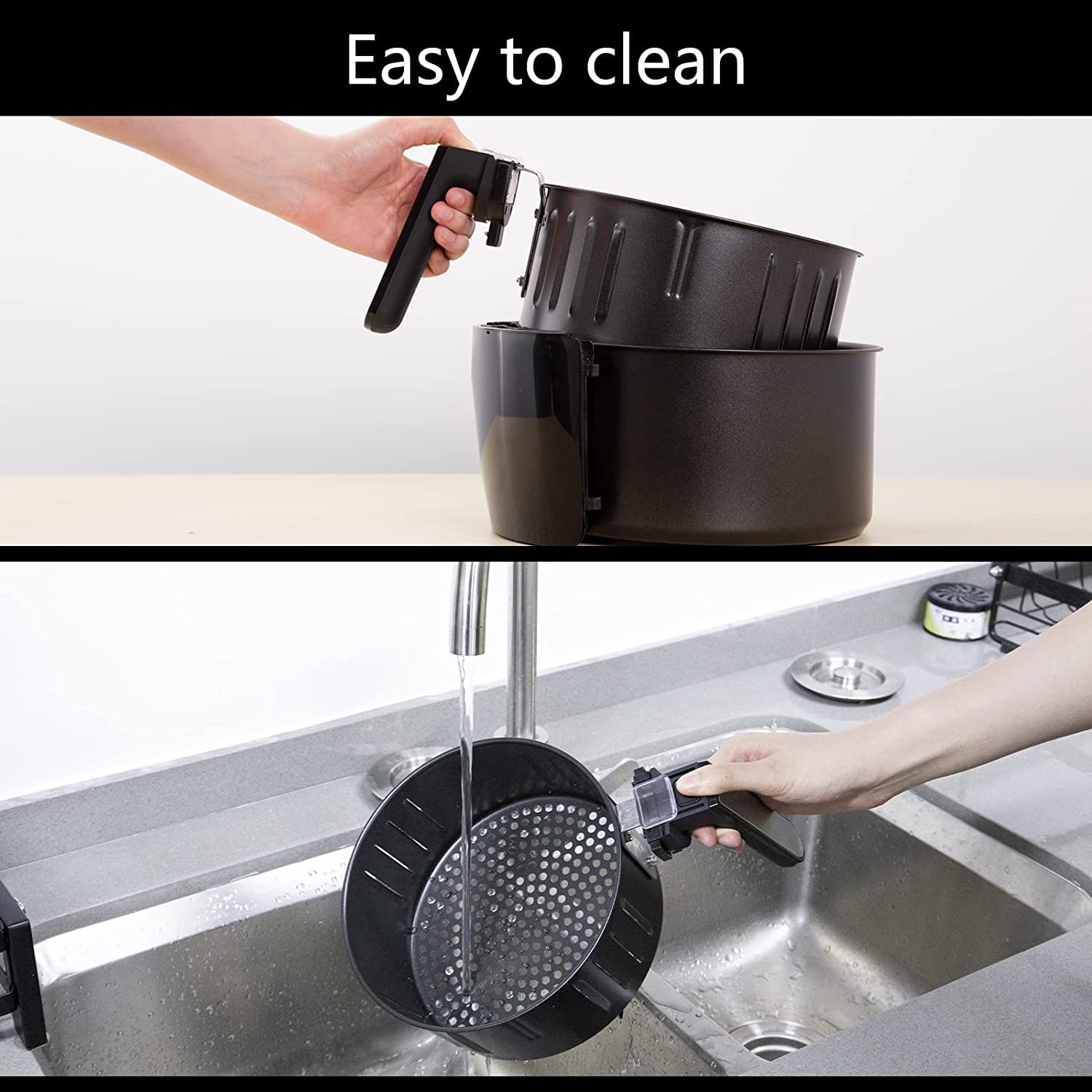 Air Fryer, Uten Air Fryers Oven, 4.5L Oil Free Fryer with Detachable Basket, Timer and Fully Adjustable Temperature Control for Healthy Oil Free & Low