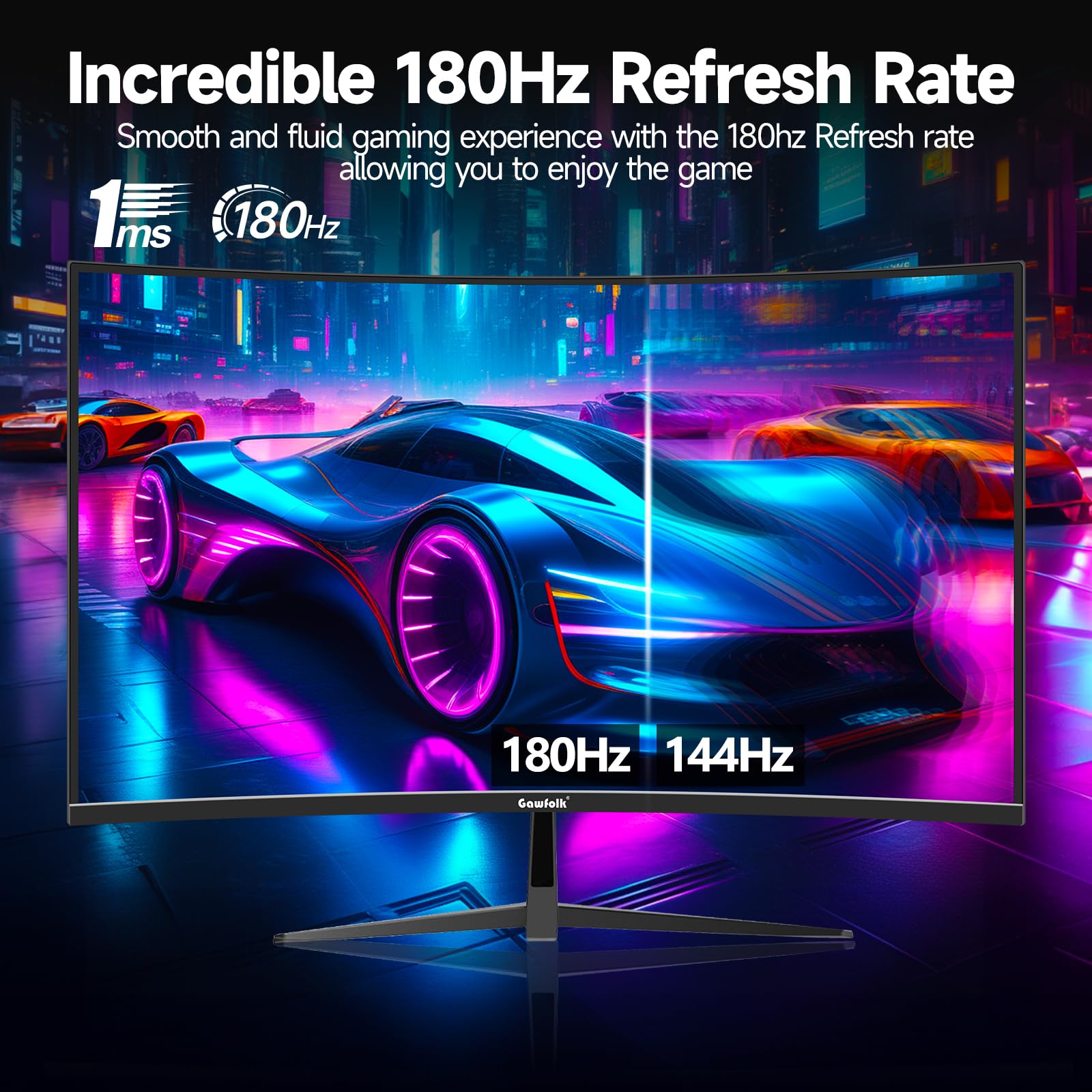 Curved Monitor 27 Inch 100Hz, PC Gaming Monitor with Speakers, AMD FreeSync Full HD 1080p Ultra-Thin Zero Frame Display for Home Office Business