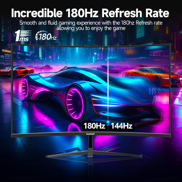 Curved Monitor 27 Inch 100Hz, PC Gaming Monitor with Speakers, AMD FreeSync Full HD 1080p Ultra-Thin Zero Frame Display for Home Office Business