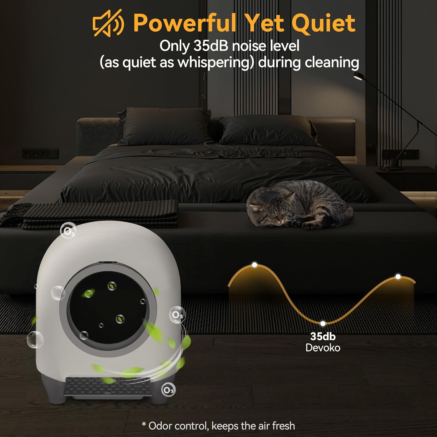 Devoko 90L Self cleaning cat litter tray,APP Control,9 safety sensors,Easy Clean litter robot,Extra Large litter boxes for Multiple Cats,Anti-pinch Smart Robot,Automatic cat litter tray for Multi-Cats