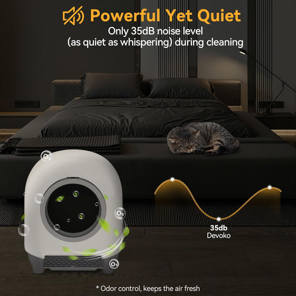 Devoko 90L Self cleaning cat litter tray,APP Control,9 safety sensors,Easy Clean litter robot,Extra Large litter boxes for Multiple Cats,Anti-pinch Smart Robot,Automatic cat litter tray for Multi-Cats