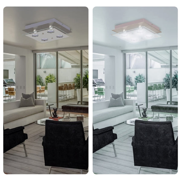 Allesgute Modern 4 Way Flush Ceiling Light for Living Room Square Kitchen Lights Fitting with GU10 Spot Light Bulbs Cool White Included