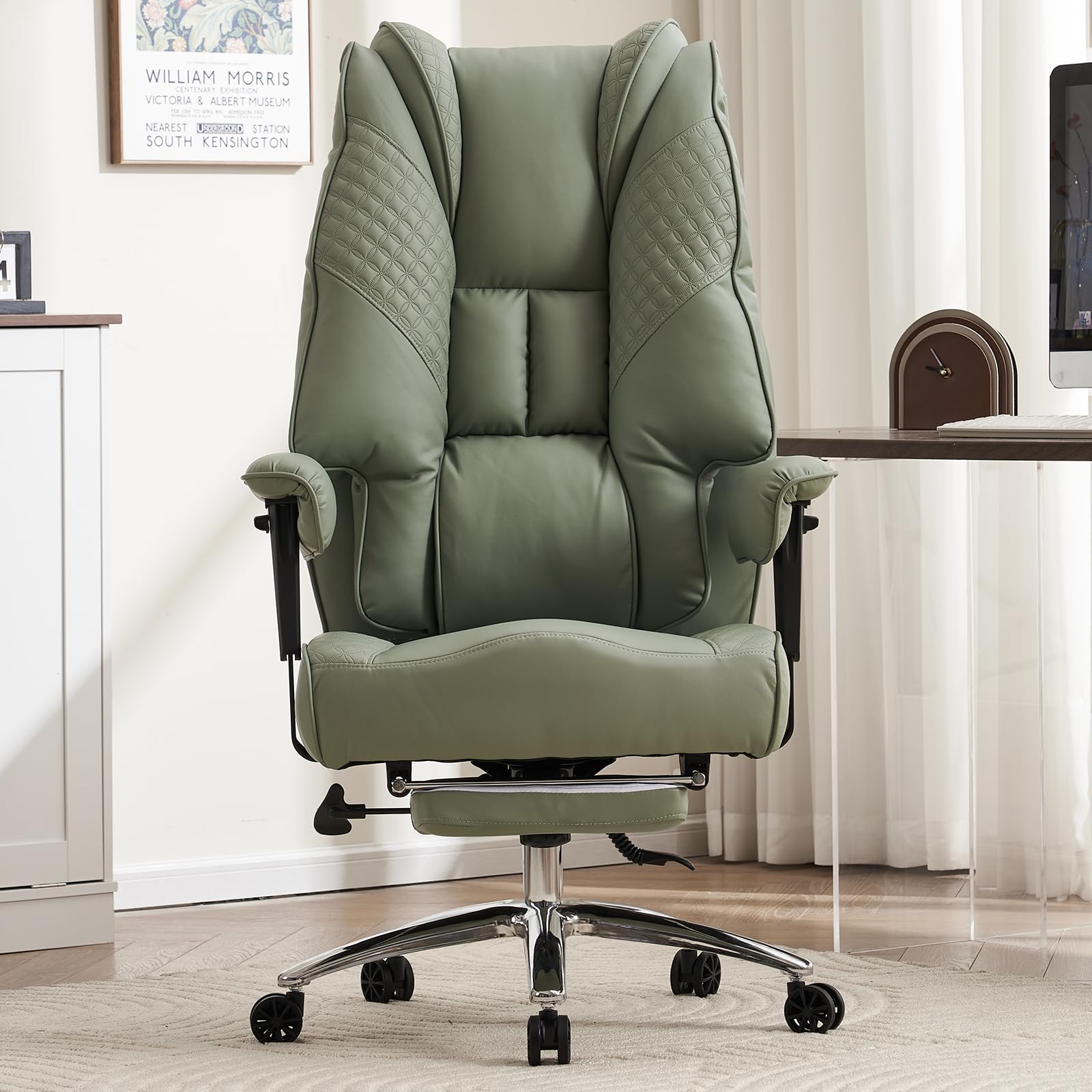 EXCEBET Ergonomic Office Chair – High Back PU Leather Executive Desk Chair with Adjustable Armrests, Swivel Computer Chair for Home/Office, Heavy Duty Support up to 400 lbs