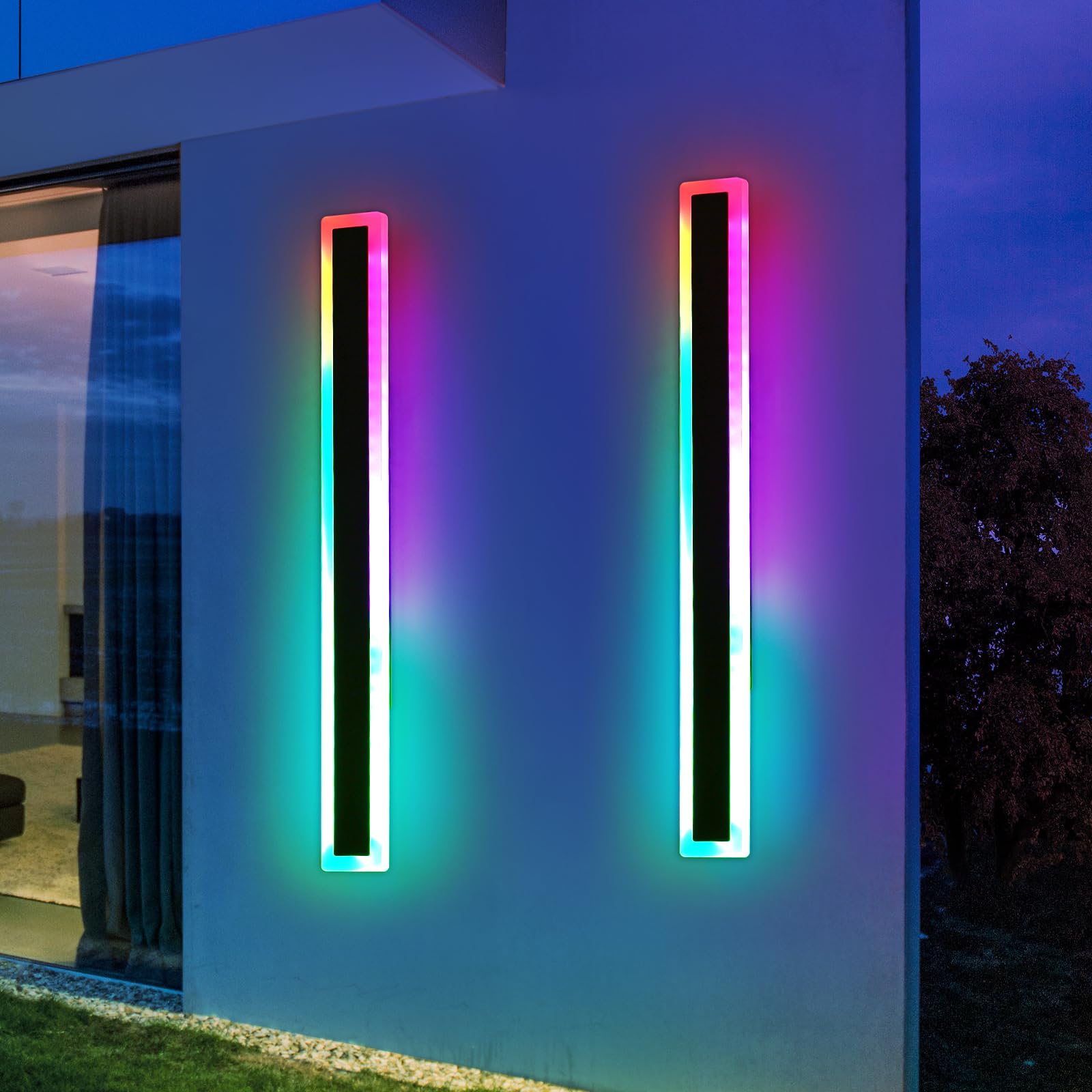 Mikeru 6500k Cool White Outdoor Wall Light, 150cm Modern Porch Wall Light, LED Vertical Long Acrylic Garden Fixture, IP65 Waterproof for Balcony, Living Room, Garage, Patio