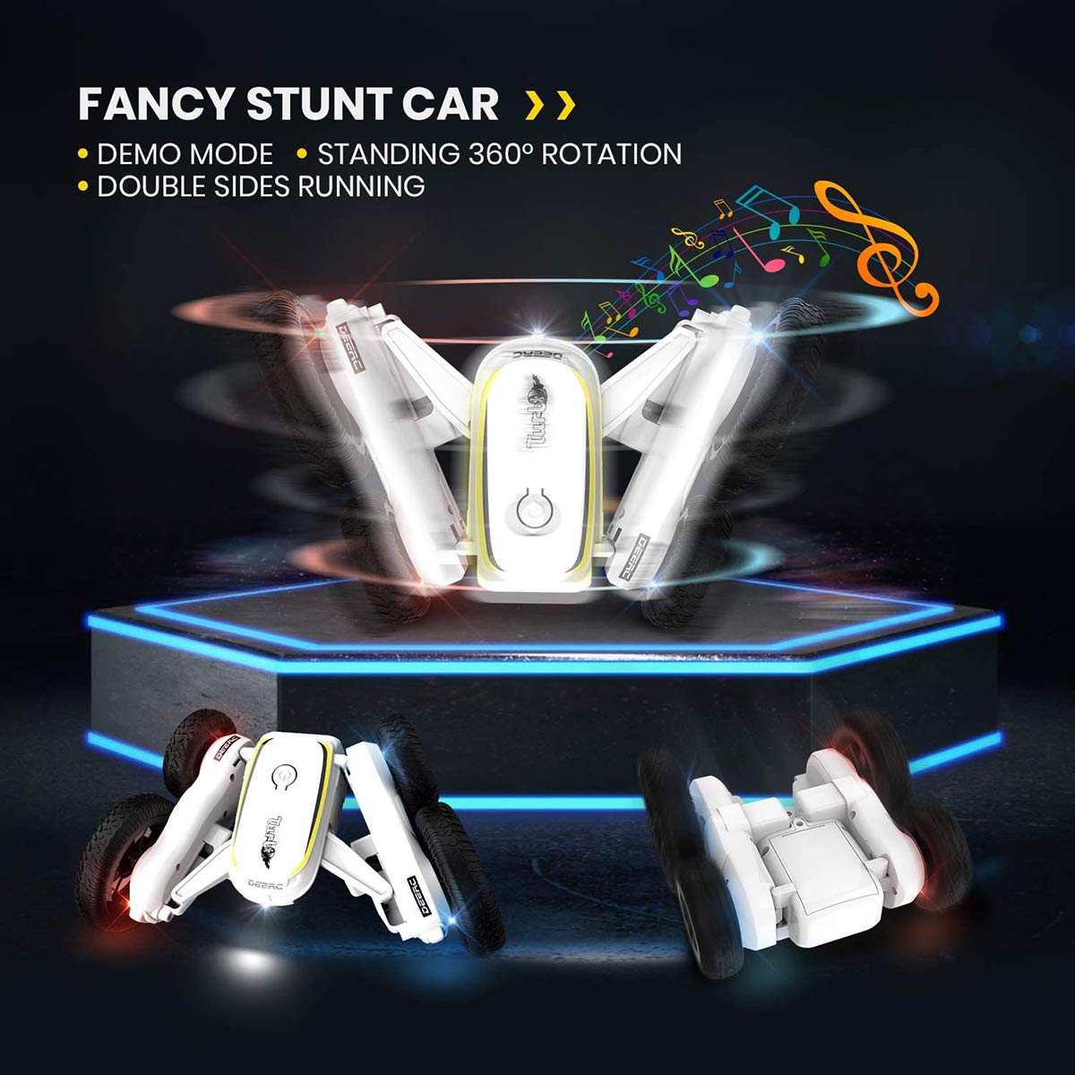 DEERC RC Cars Remote Control Car 1:14 Off Road Monster Truck,Metal Shell 4WD Dual Motors LED Headlight Rock Crawler,2.4Ghz All Terrain Hobby Truck with 2 Batteries for 90 Min Play,Boy Adult Gifts