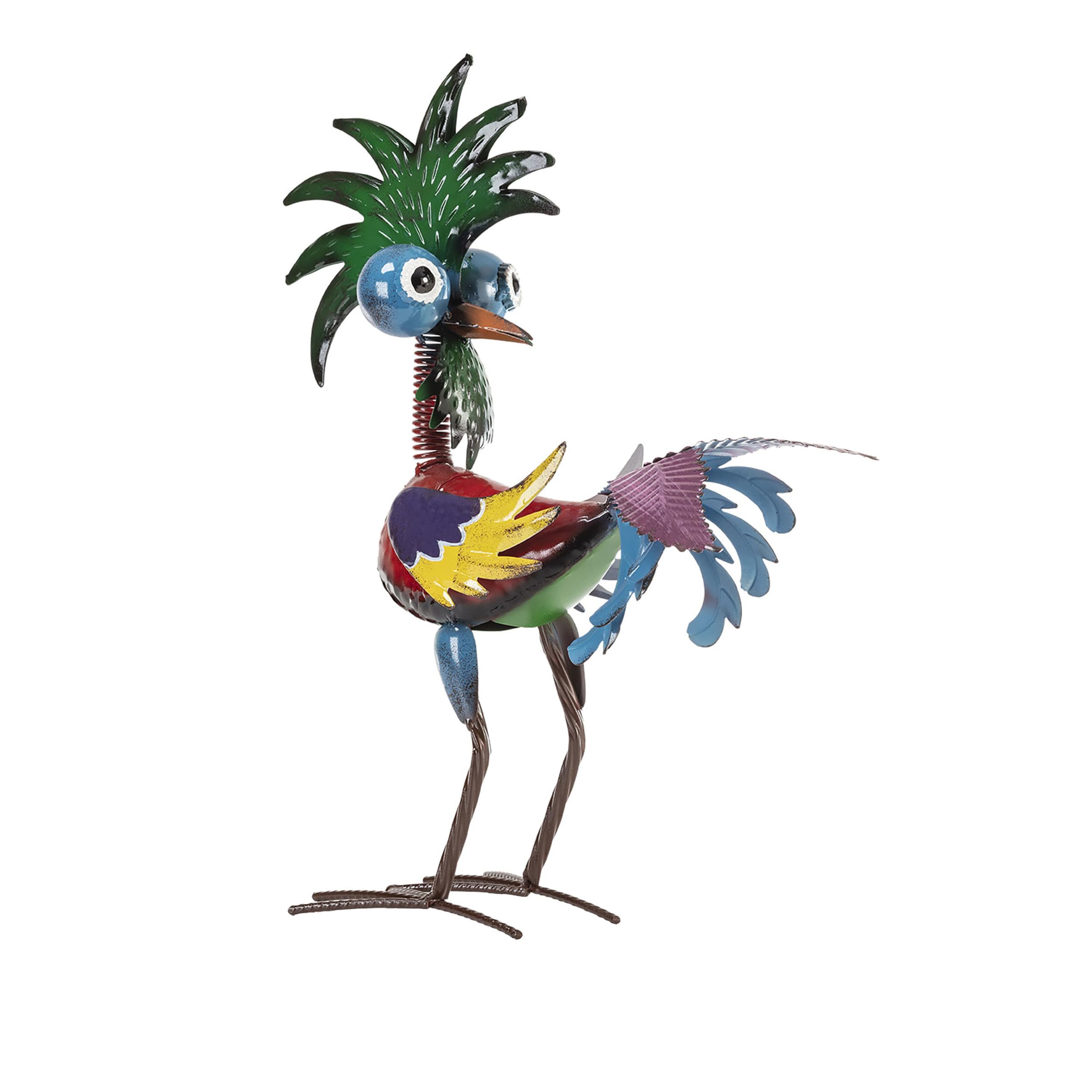 Alpine Corporation 48 cm Tall Indoor/Outdoor Wild Tropical Metal Rooster Yard Statue Decoration, Multicolor