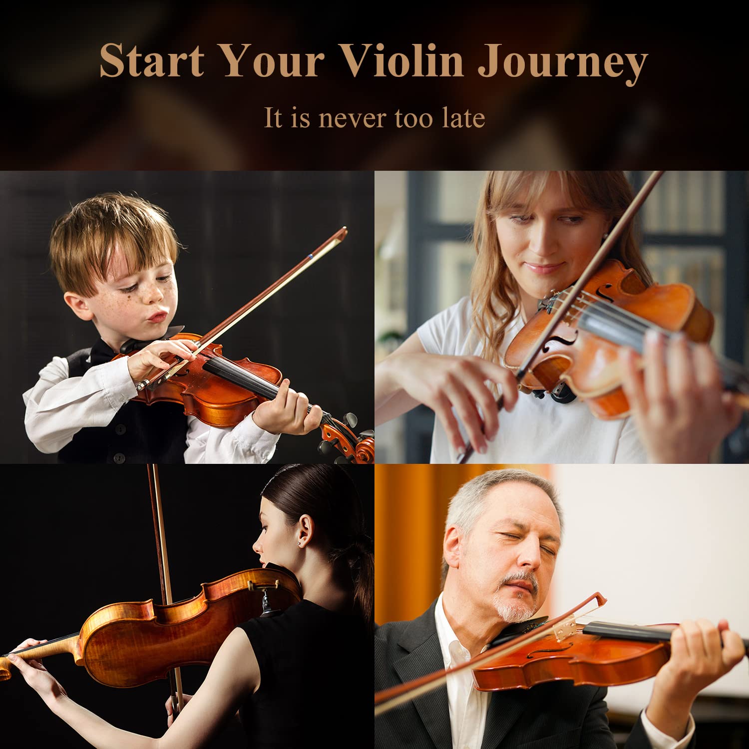 Eastar 3/4 Violin Set Fiddle for Beginners with Hard Case, Rosin, Shoulder Rest, Bow, and Extra Strings (Imprinted Finger Guide on Fingerboard)， EVA-3