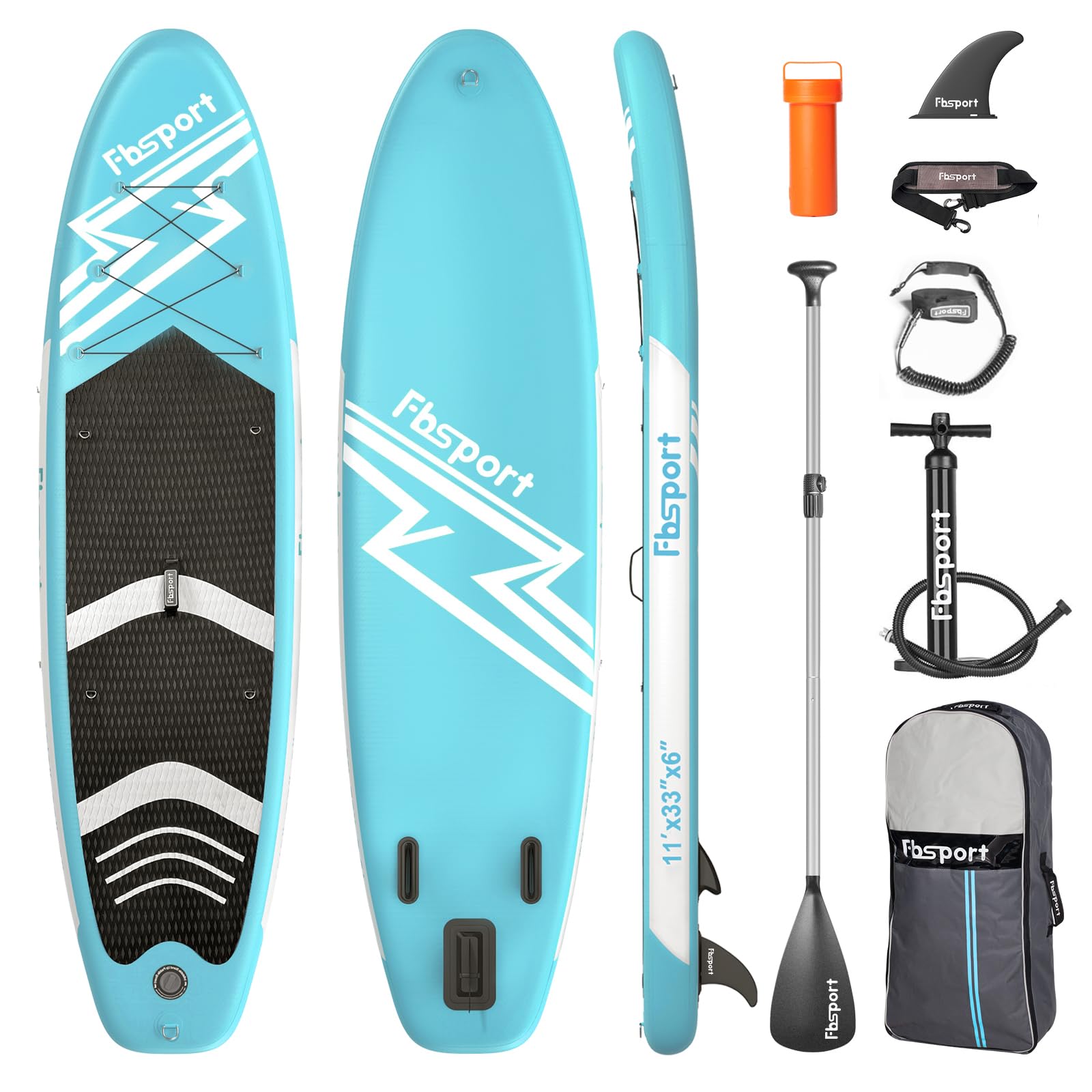 FBSPORT Inflatable Stand Up Paddle Boards,SUP Board,6" Thick Stand Up Paddle Boarding,Paddling Board for Youth & Adult,Surfboard,SUP with Adjustable Paddle/Backpack/Pump/Removable Fin