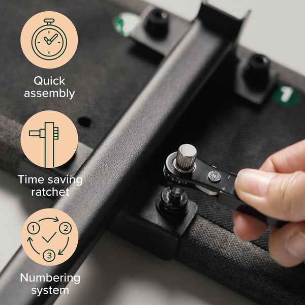 Zinus Sasha Super King Bed frame - Bed 180x200 cm - 25 cm Height - Upholstered Platform Bed frame with Wingback Headboard - Medium Grey