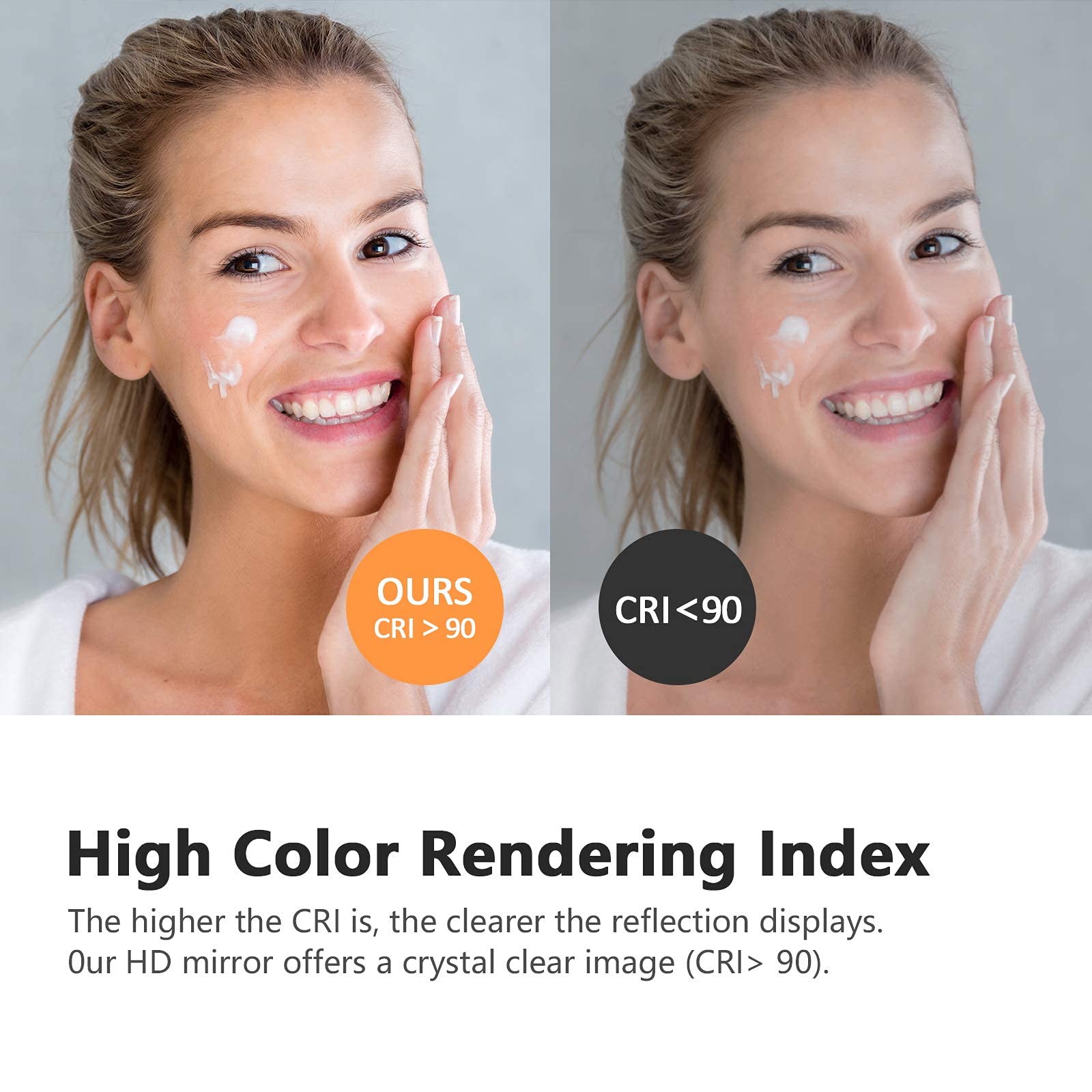 EMKE Frameless Mirror with Shelf - Small Bathroom Wall Shaving Mirror with Storage, Rectangle Vanity Mirrors 45x60cm