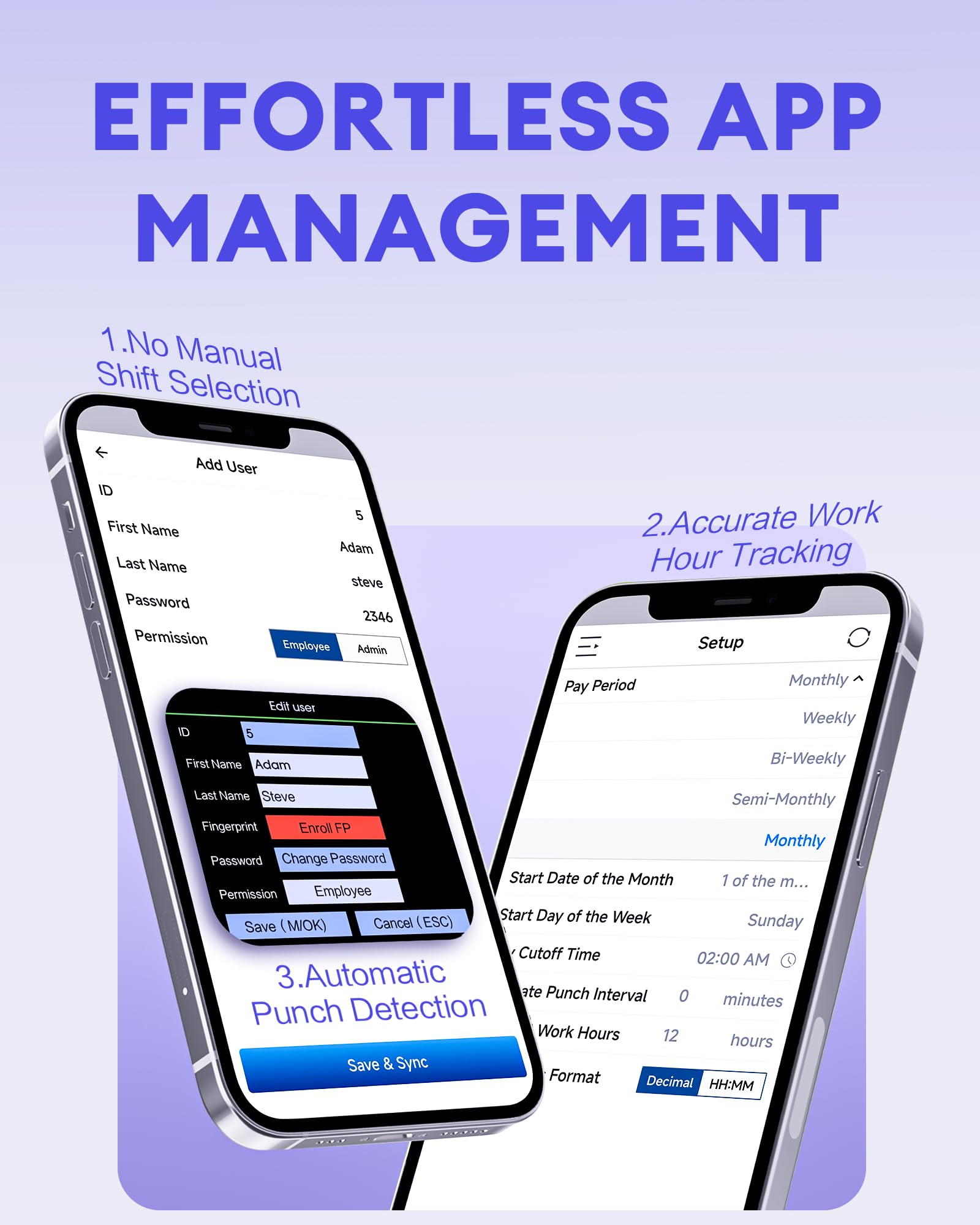 NGTeco Clocking Machine for Employees Small Business, W3 2.4GHz WiFi Biometric Fingerprint Time Card Machine, Office Punch Clock Automatic in and Out with iOS/Android App No Monthly Fees