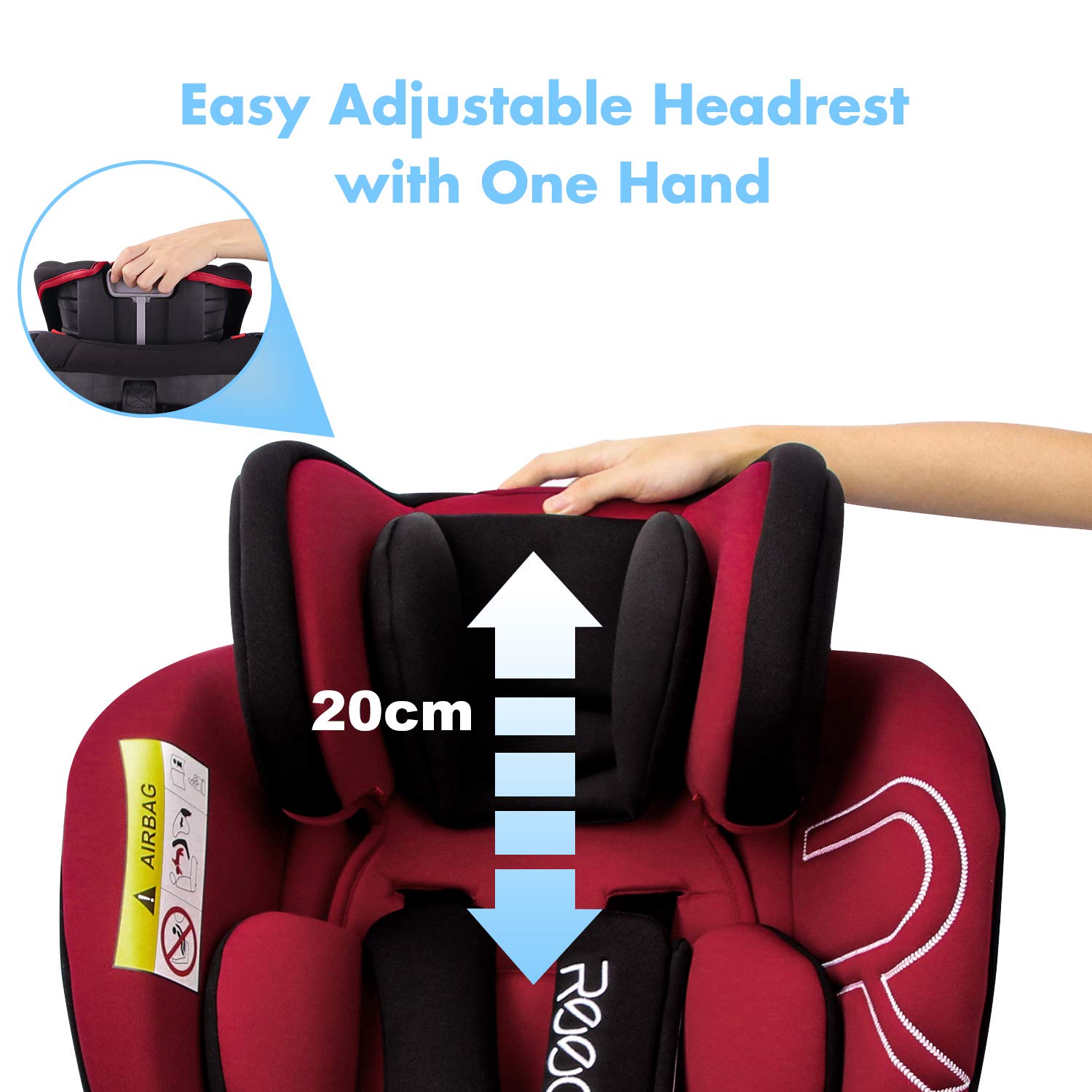 Reecle 360 Swivel Baby Car Seat with ISOFIX, Group 0+1/2/3 (0-36 kg), Approx. 0-12 Years (Red)