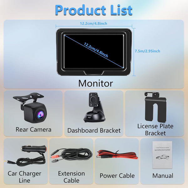 【2025 Upgrade】Reversing Camera Kit AHD 1080P Reverse Camera Kit Rear View Camera with 4.3'' LCD Monitor Reverse Camera for Van,Car,Truck,Pickup,SUV Waterproof Night Vision DIY Parking Guide Lines