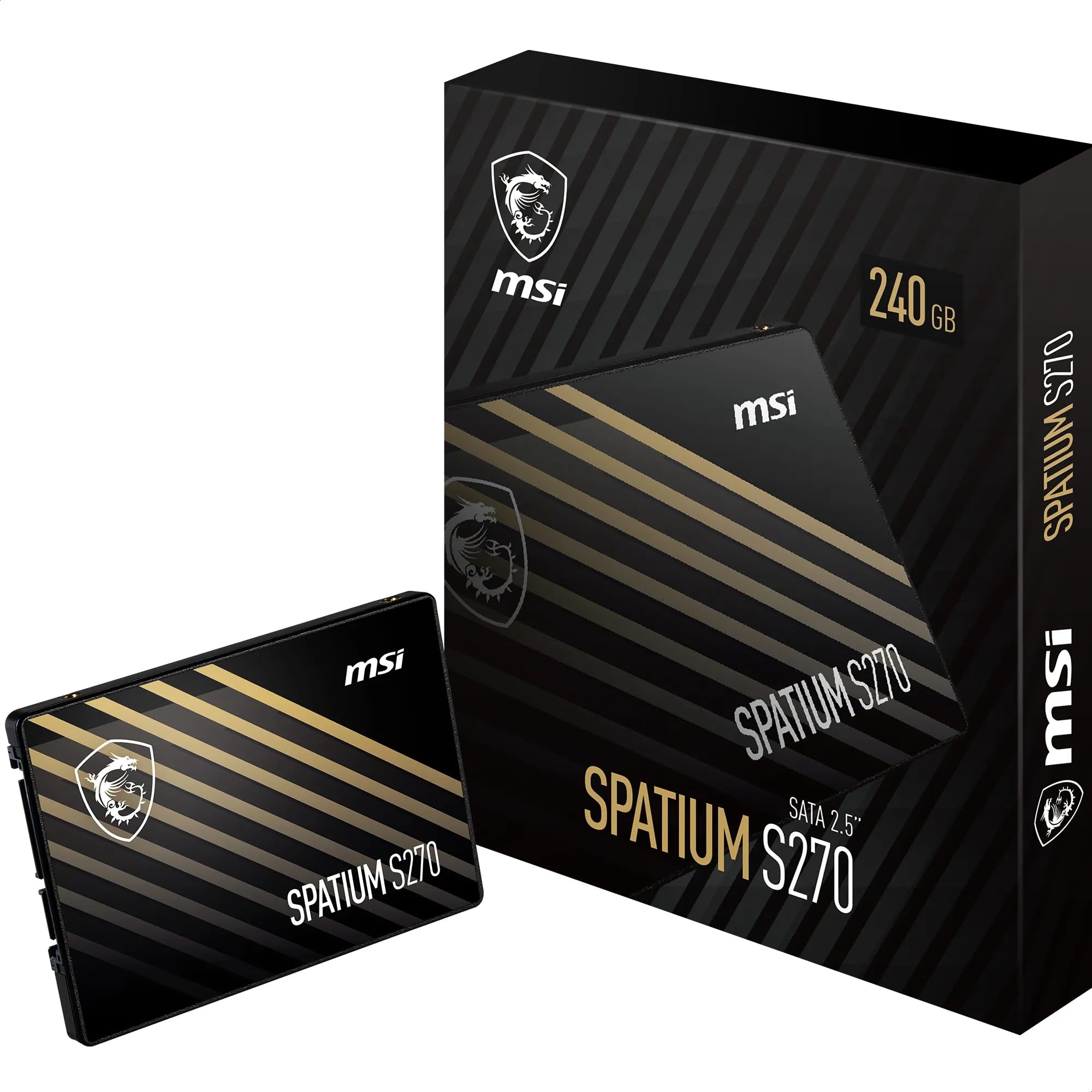 MSI SPATIUM S270 SSD 480GB - SATA 3 2.5" Solid State Drive, 500MB/s Read & 450MB/s Write, 3D NAND, Built-In Data Security, MSI Center - 5 Year Warranty (250 TBW)