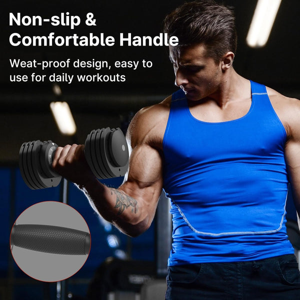 EnterSports 12kg/18KG/27KG Adjustable Dumbbells,Dumbbell Set for Saving Place, Dumbbell Weights with Non-Slip Handle, Home Gym Strength Training Equipment for Full Bodybuilding