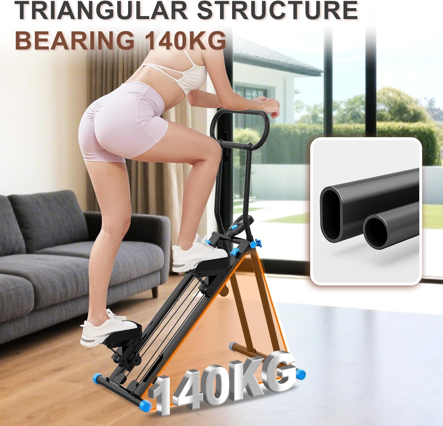 HXD-ERGO Vertical Climber Exercise Machine for Home Gym, Compact Foldable Stair Stepper Fitness Equipment with 310LBS/140kg Loading Capacity, Adjustable Handlebars, Extended Step Range