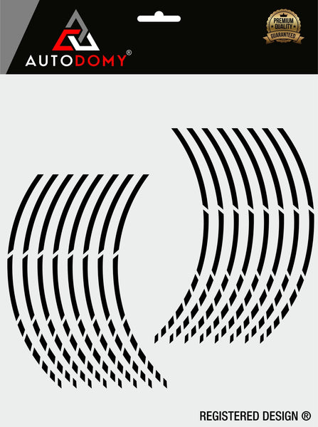 Pack 6 Units Wheel Rim Stickers Desing Sport | Complete set for 2 Motorcycle Wheel Stripes 15" to 19" Resistant Rain and UV | Motorbike Stickers Black