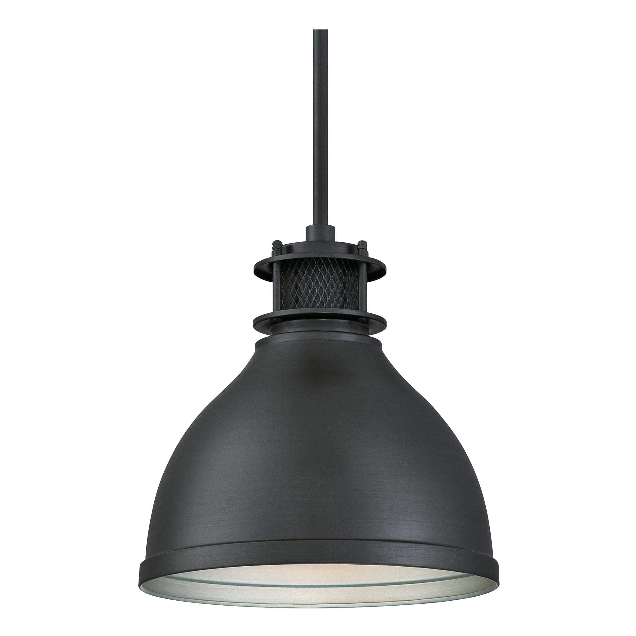 63268 One-Light Indoor Pendant, Matte Brushed Gun Metal Finish with Mesh Detail
