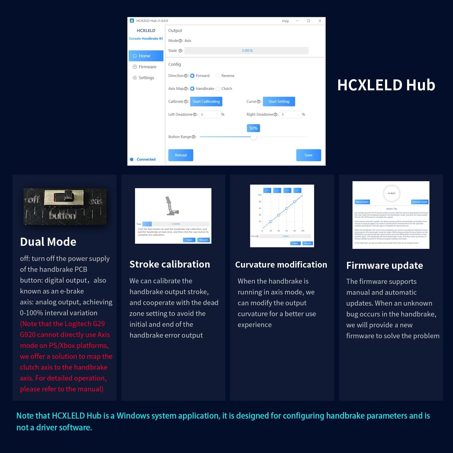 HCXLELD Sim Racing Handbrake, G29 T300 Racing Wheel for PS4/PS5, G920 TX Racing Wheel for XBOX Series X/S, All Racing Wheels for Windows, with Clamp