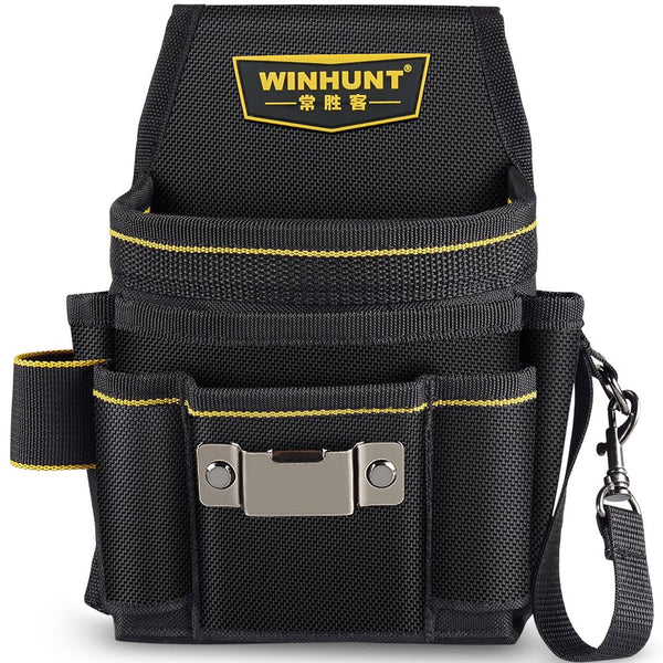 WINHUNT Tool Belt Pouch, Electrician Pouch 18 Pocket with Adjustable Nylon Belt 15x4x22cm Black (18 Pockets)