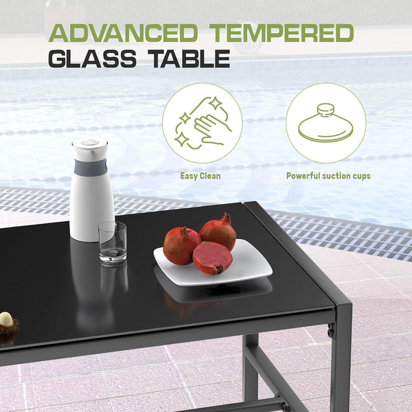 bigzzia Rattan Garden Furniture Set, 4 piece Patio Rattan furniture sofa Weaving Wicker includes 2 Armchairs,1 Double seat Sofa and 1 table (Black)