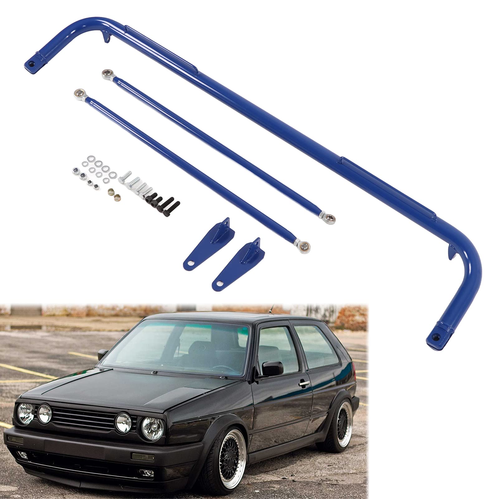 Seat Belt Harness Bar Kit, 49in Racing Safety Seat Belt Chassis Roll Harness Bar Rod Kit Stainless Steel Universal (Blue)
