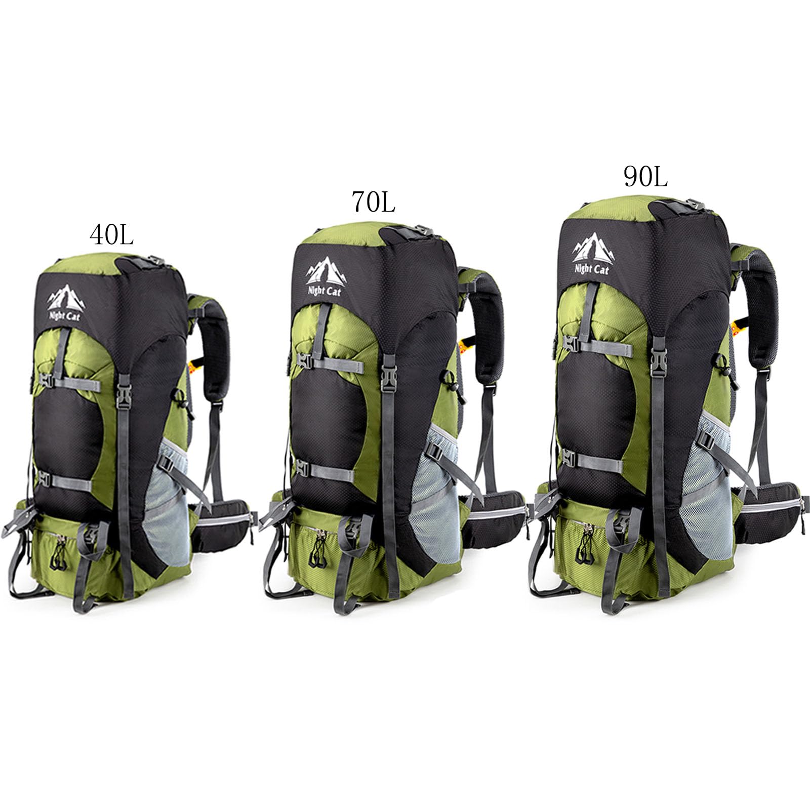 Night Cat Hiking Backpack Rucksack Bag 70L 90L Large For Men Travel Trekking Camping Climbing Cycling With Rain Cover Waterproof Lightweight