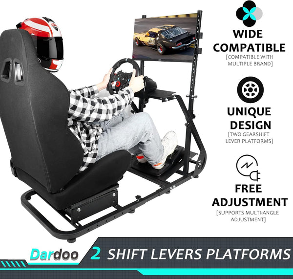 Dardoo Racing Simulator Cockpit Frame with Monitor Mount Fit for Logitech G923,Thrustmaster Wheels,Compatible with Xbox One,Not Include Wheel,Pedal,Display and Seat