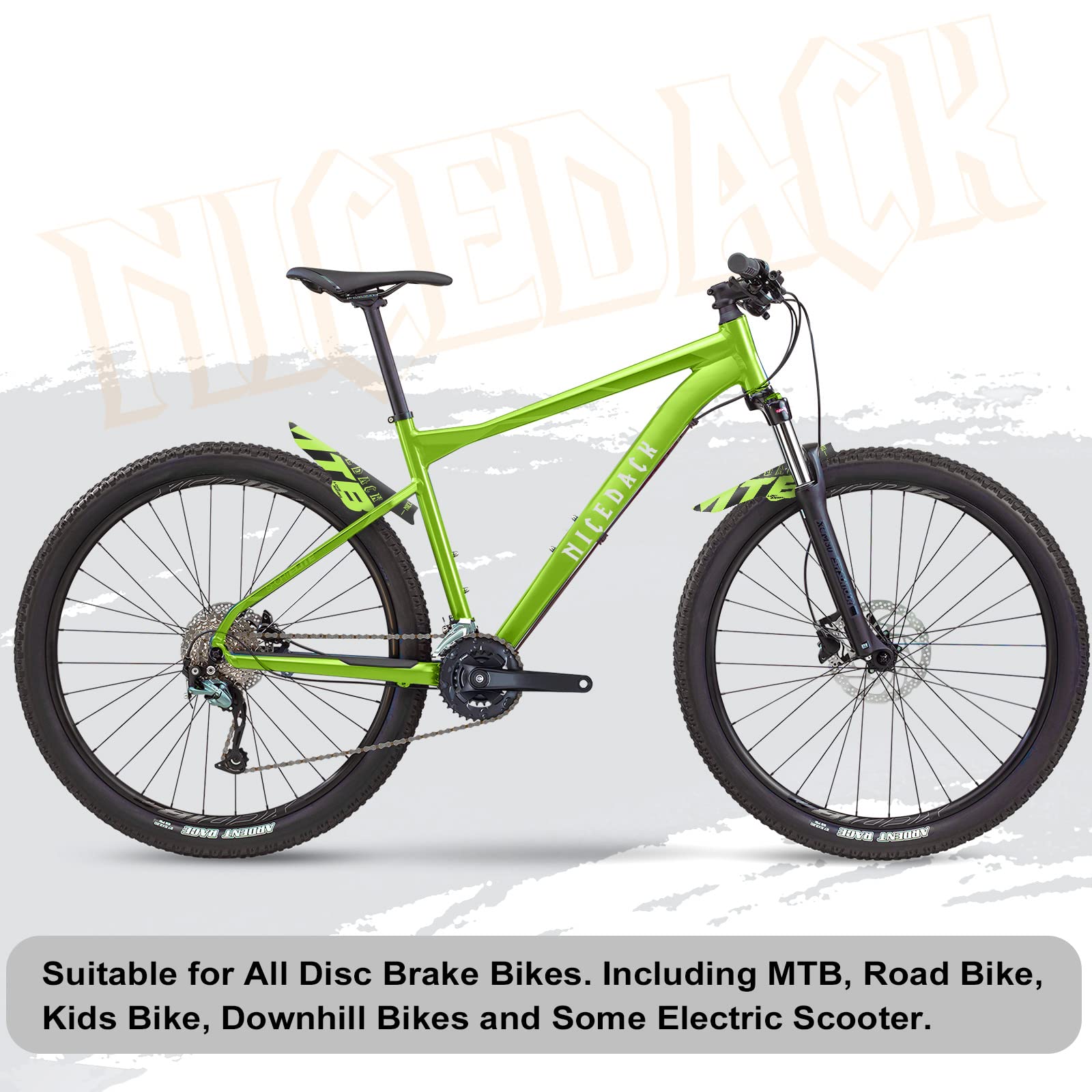 NICEDACK Mudguards Mountain Bike, 2 Pieces Mudguard Fit 20-29 Inch MTB Mudguard Front and Rear Compatible Bicycle Splash Guard