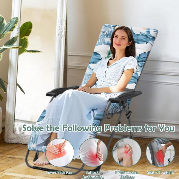 High Back Sun Lounger Replacement Cushion: 170x53 cm Padded Soft Non Slip Ties Outdoor Indoor Use for Reclining Garden Chair Patio Beach Porch Furniture